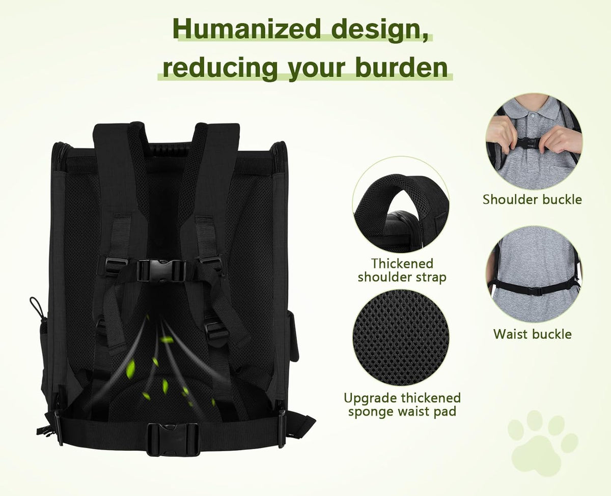 Pecute Cat Backpack with Breathable Mesh, Dog Backpack Carrier with Multi-Pockets for Cats Puppies, Pet Backpack Carrier for Travel Hiking Camping Outdoor （Gray） - PuriLite