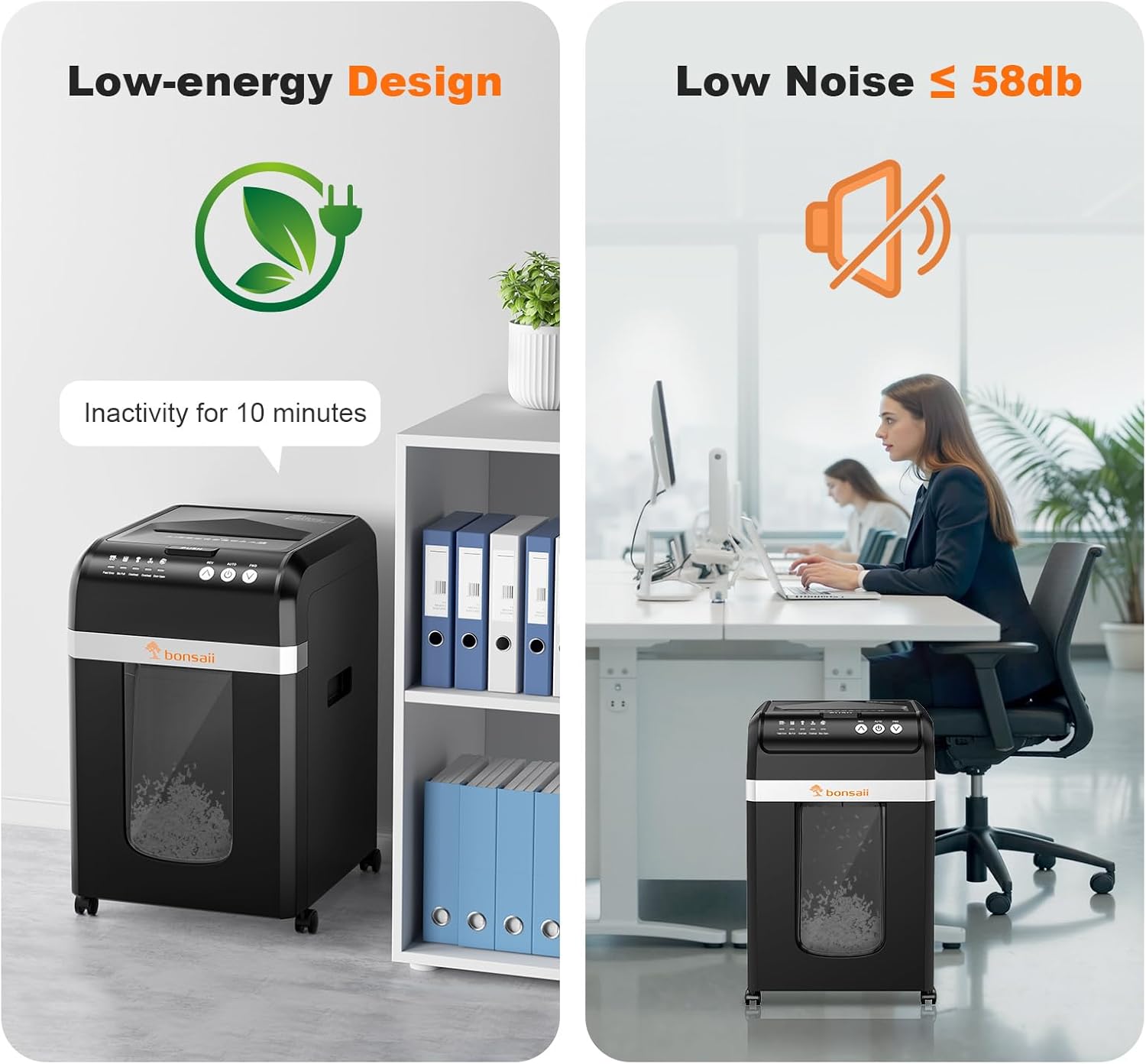 Bonsaii 200-Sheet Auto Feed Paper Shredder, 60 Minutes Nonstop Heavy Duty Shredders, 8.1 Gallon Large Bin Office Document Shredder, Micro-Cut/High Security P-4 Commercial Grade Shredder (C283-A) - PuriLite