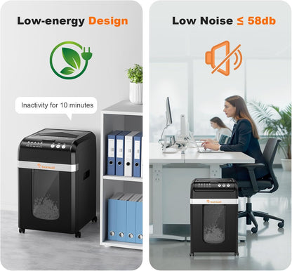 Bonsaii 200-Sheet Auto Feed Paper Shredder, 60 Minutes Nonstop Heavy Duty Shredders, 8.1 Gallon Large Bin Office Document Shredder, Micro-Cut/High Security P-4 Commercial Grade Shredder (C283-A) - PuriLite