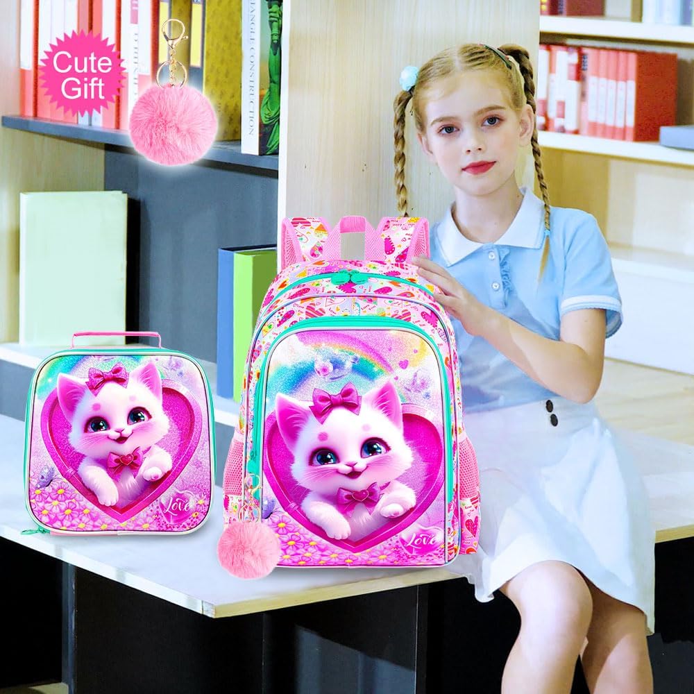3pcs Backpack for Boys and Girls, 16” Kids Kindergarten Bookbag with Lunch Box, Cute Elementary Backpacks for Boy Girl - PuriLite