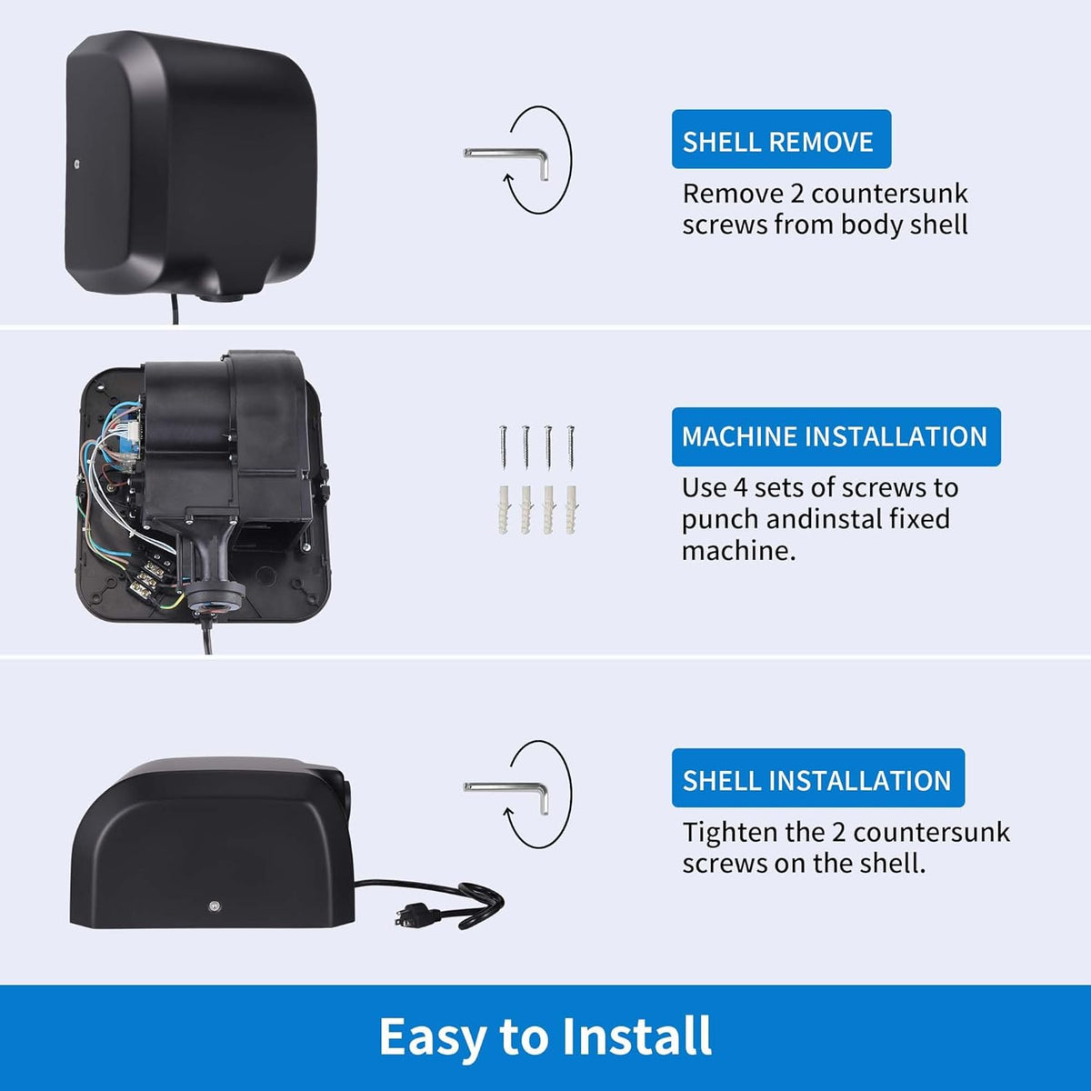 Goetland Stainless Steel Commercial Hand Dryer 1800w Automatic High Speed Heavy Duty Dull Polished - PuriLite
