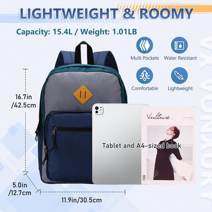 School Backpack for Kids,Lightweight Water Resistant Work Travel Backpack for Women Men Teens VONXURY - PuriLite