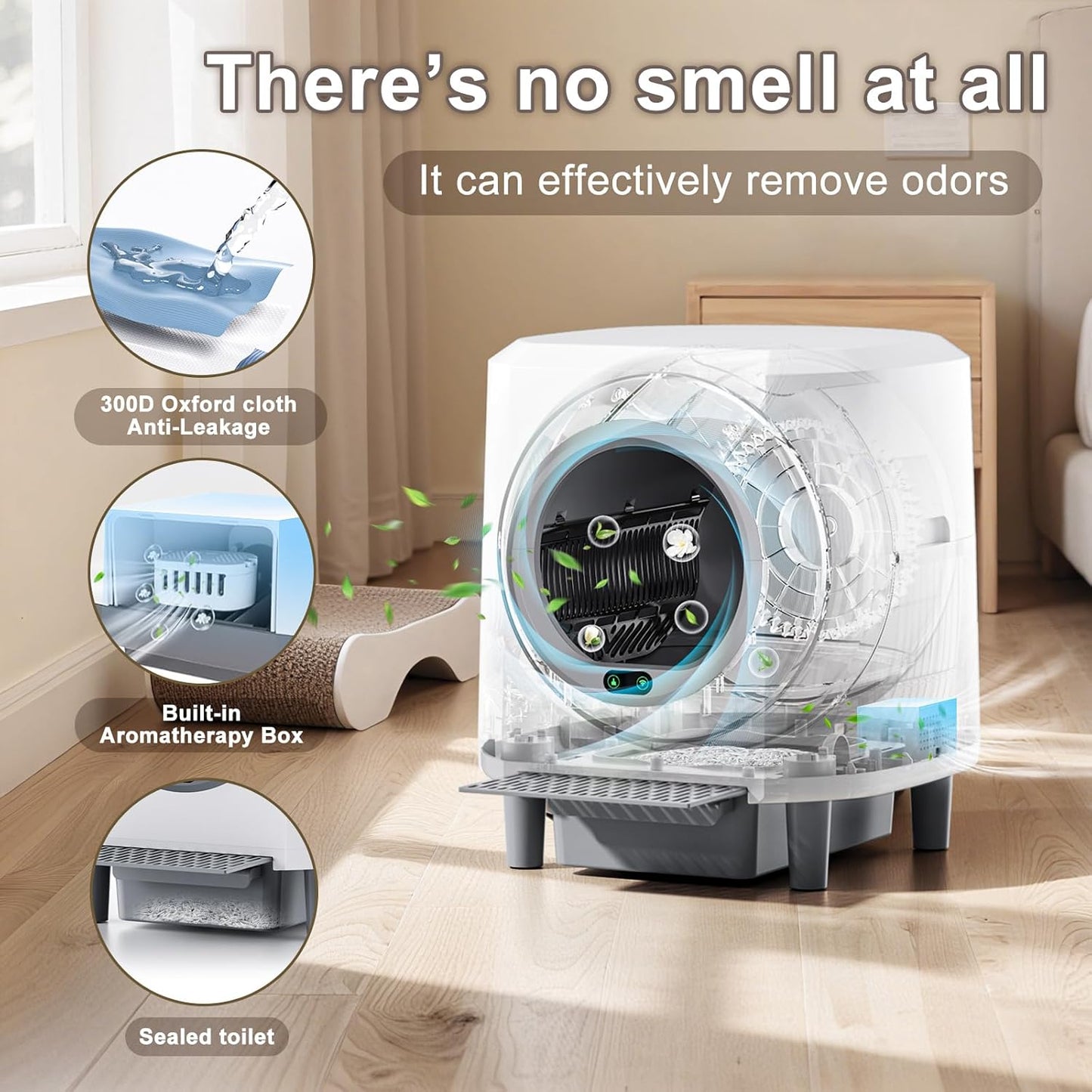 Automatic Cat Litter Box Ellenpent Self-Cleaning Litter Box with APP Control and Safety Sensor, 90L Large Capacity for Multiple Cats, Litiere Pour Chat Autonettoyant with 3 Rolls Poop Bags - PuriLite