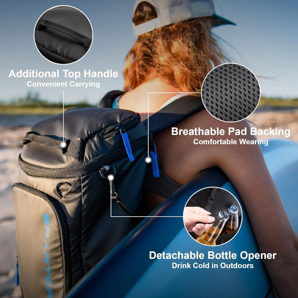 SPARTER Backpack Cooler Insulated Leak Proof 33/49 Cans, 2 Insulated Compartments Thermal Bag, Portable Lightweight Beach Travel Camping Lunch Backpack for Men and Women - PuriLite