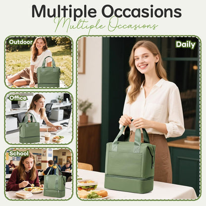 Lunch Bag Insulated Lunch Box Leakproof Lunch Tote Bags for Women Men,Portable Thermal Cooler Bag Lunch Containers with Shoulder Strap for Work, Family, Picnic, School, Outdoor,BBQ C2-Pinkpurple - PuriLite