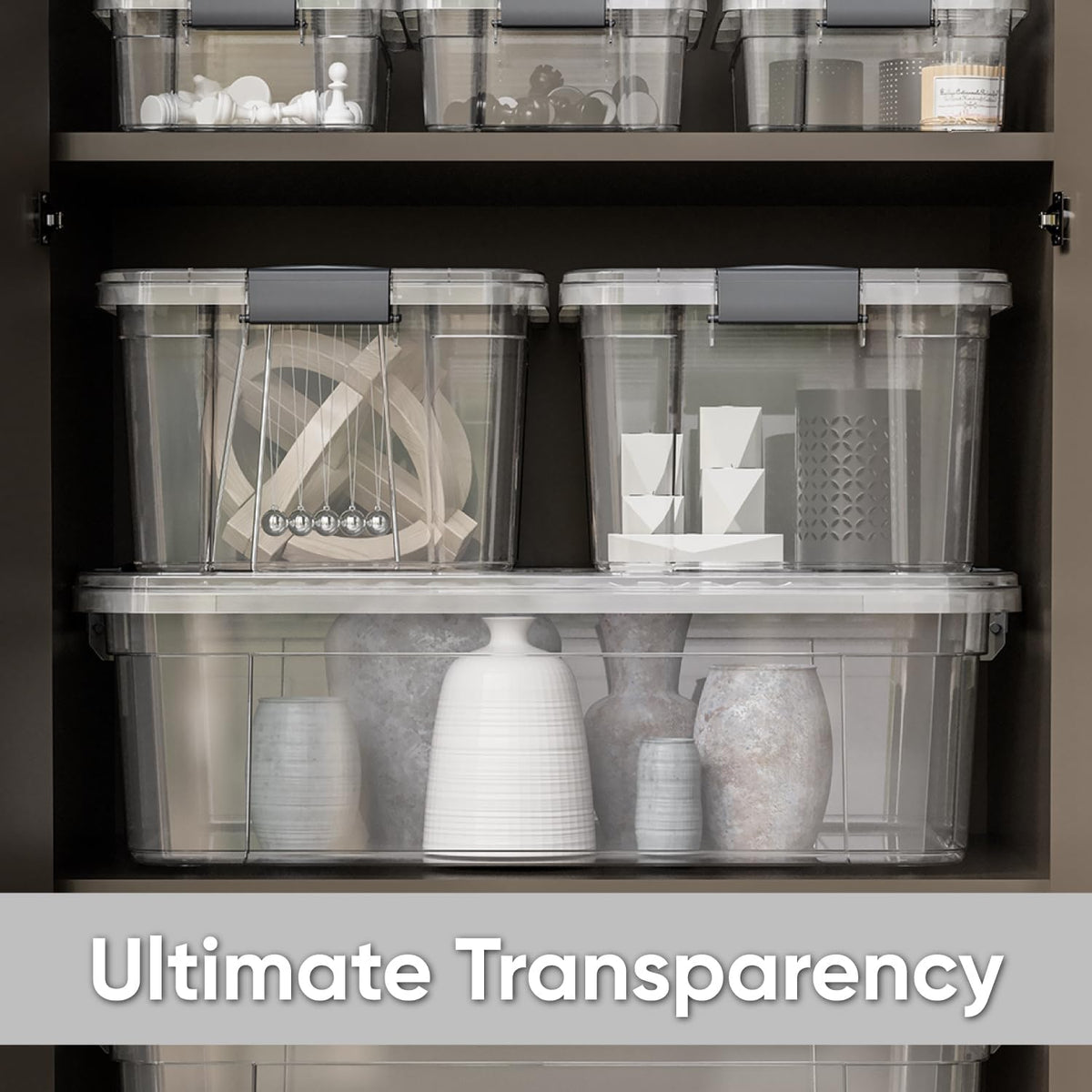 Superio Storage Bins with Lids- 3 Pack, 1.85 Qt Clear Boxes for Organizing, Stackable Plastic Containers- BPA Free, Non-Toxic, Odor Free, Organizer for Home, Office, Dorm - PuriLite