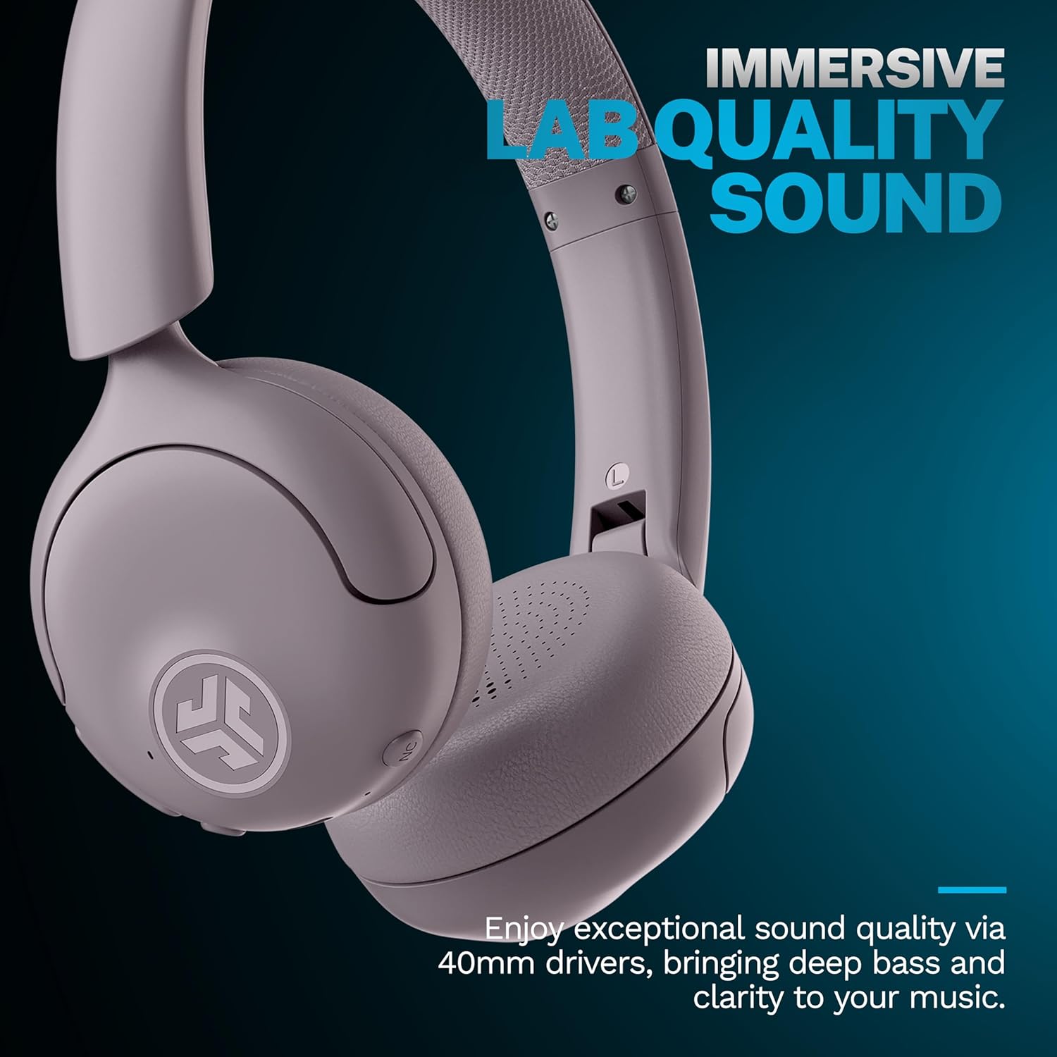 JLab Go Lux ANC Wireless Headphones, Cloud White, Hybrid Active Noise Cancelling, Premium On-Ear Bluetooth Headset, Customizable Sound, Be Aware Mode, Cloud Foam Comfort, Multipoint Connection - PuriLite