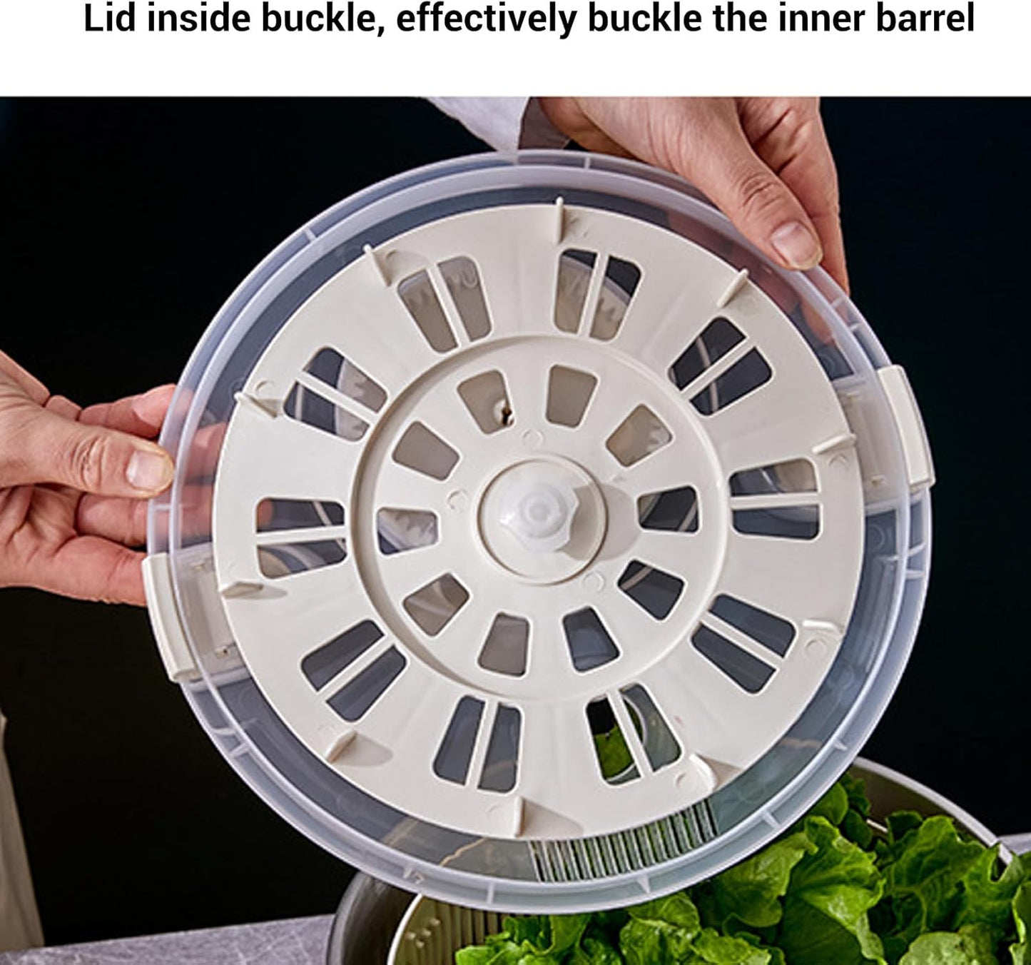 Stainless Steel Salad Spinner, Fruit Vegetable Dryer, Spin and Dry Salad Greens, Drainer & Colander Bowl, Pasta and Fries Spinner, Non Slip Design, 5L Capacity - PuriLite