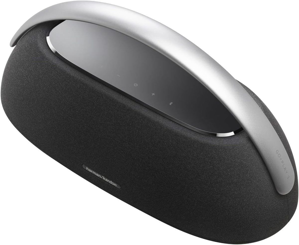 Harman Kardon Go + Play 3 - Portable Bluetooth Speaker with Aluminum Handle & USB Charging Port - Black - PuriLite