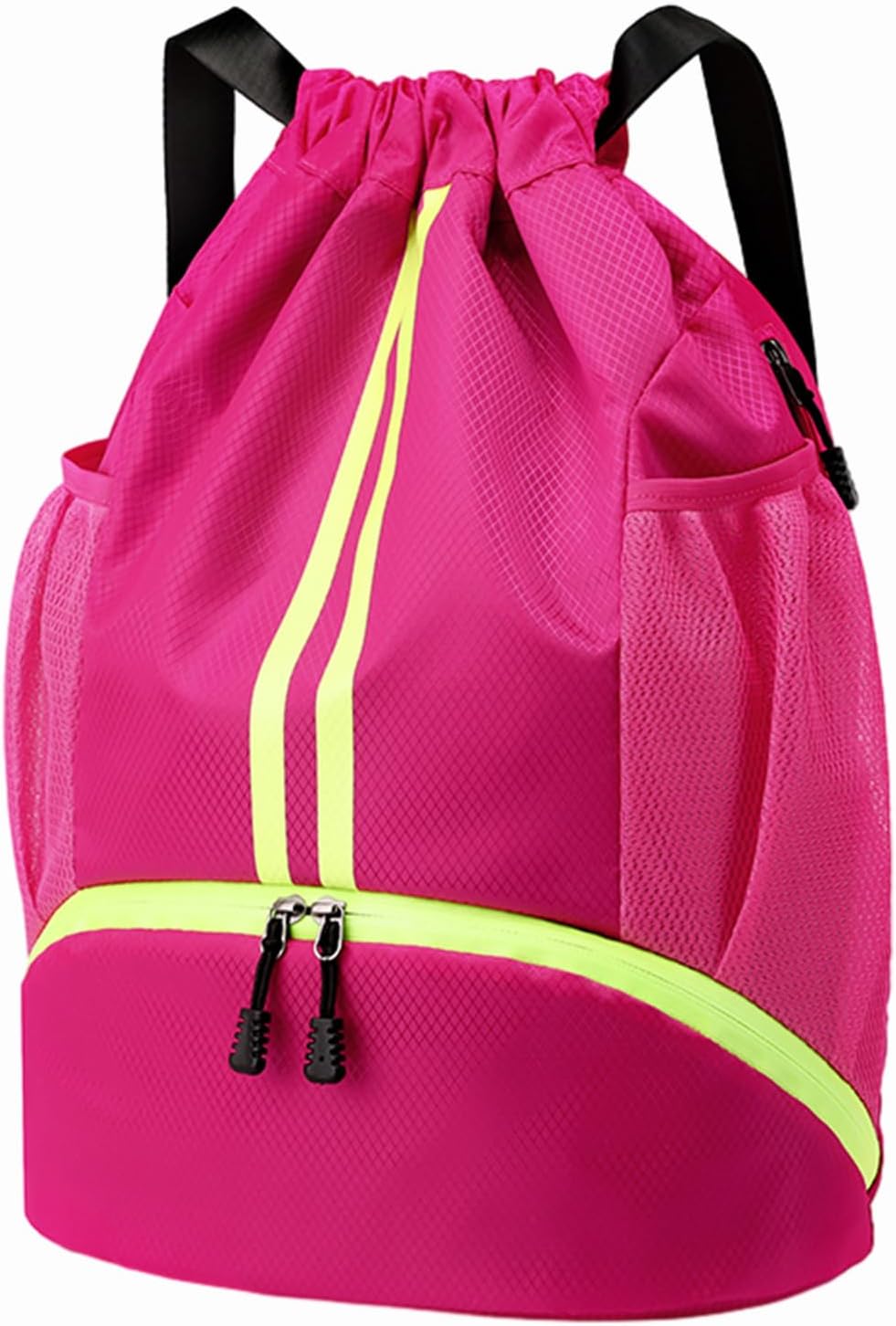 Hoedia Sports Drawstring Backpack - String Swim Gym Bag with Shoes Compartment and Wet Proof Pocket for Women/Men - PuriLite