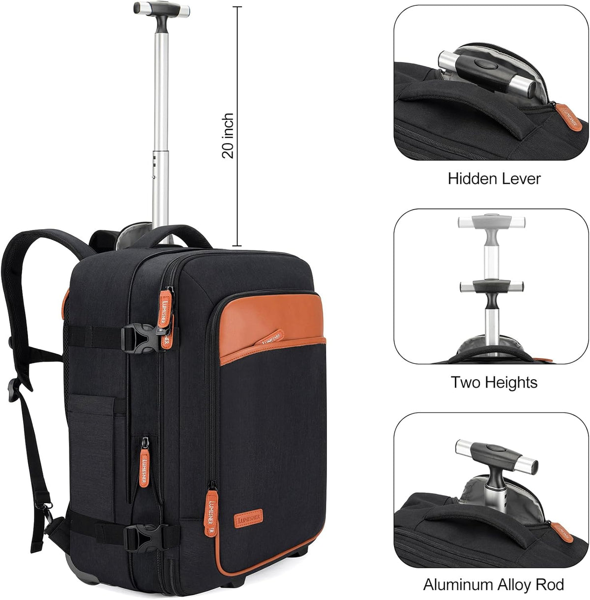 Lumesner Carry on Backpack, Extra Large 40L Flight Approved Travel Backpack for Men & Women - PuriLite