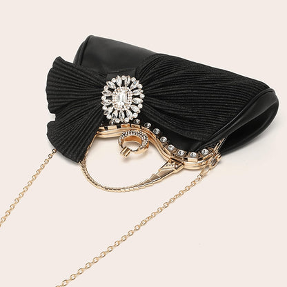 Buric Clutch Purses for Women Rhinestone Evening Handbag Bridal Wedding Prom Purse Formal Party Bow Tie Clutch for Women - PuriLite