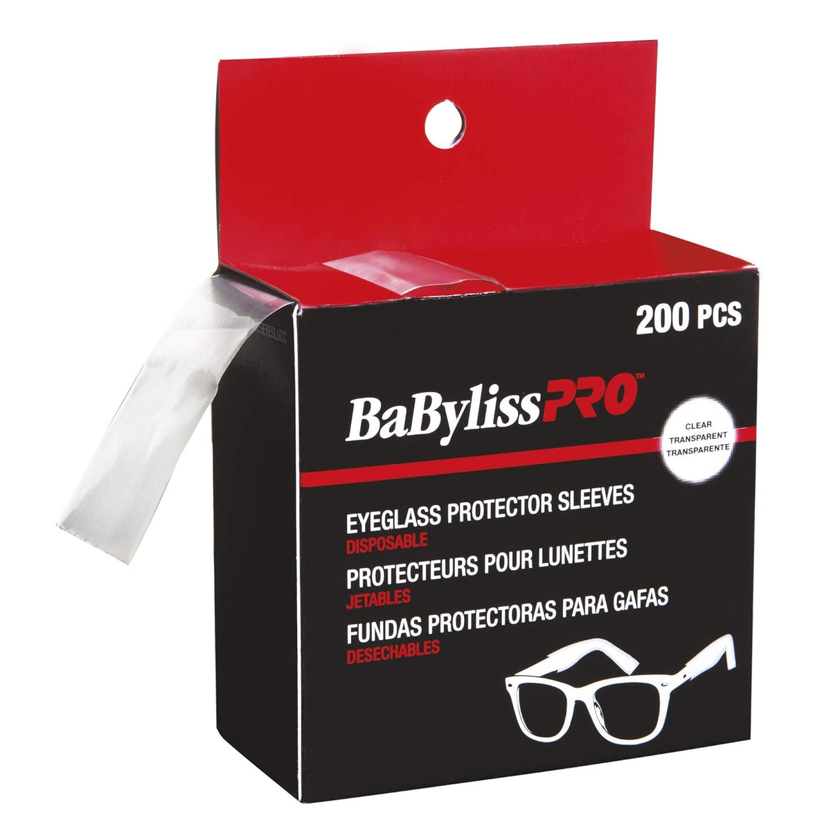 BaBylissPRO Disposable Eyeglass Protector Sleeves, 200 sleeves per box, 1 Count - PuriLite