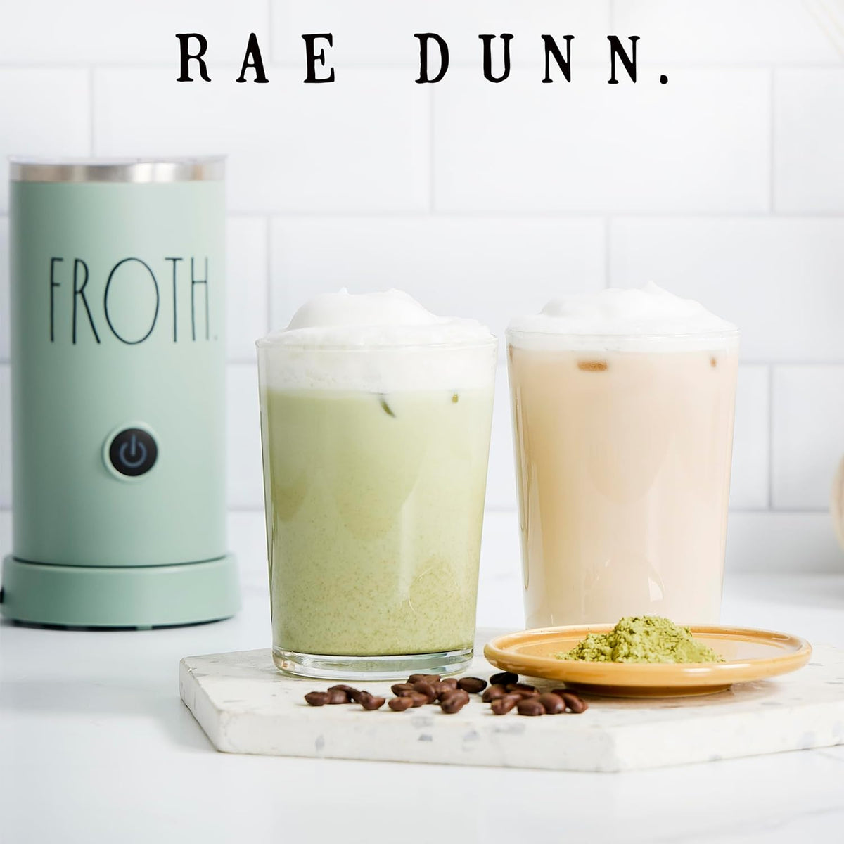 Rae Dunn - Electric Milk Frother - Elegant Automatic Milk Steamer and Frother, Milk Warmer, Hot and Cold Frothing Machine for Coffee, Latte, Cappuccino, Macchiato, - PuriLite