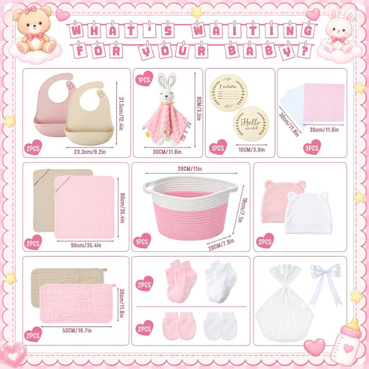 16 Pcs Baby Girl Basket Gift Set Newborn Supply Essentials Stuff