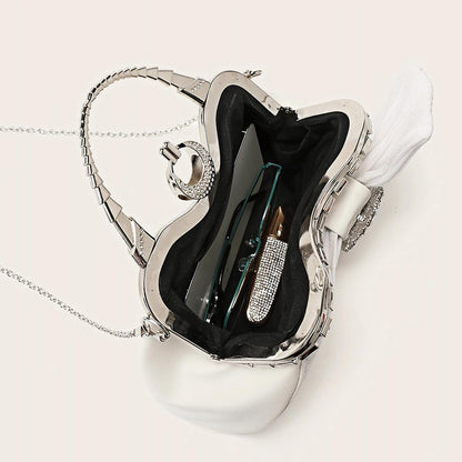 Buric Clutch Purses for Women Rhinestone Evening Handbag Bridal Wedding Prom Purse Formal Party Bow Tie Clutch for Women - PuriLite