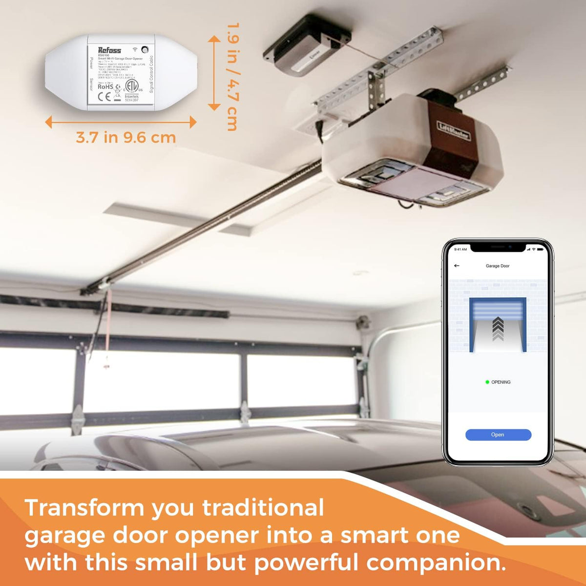 Refoss Smart Wi-Fi Garage Door Opener, APP Control, Compatible with Alexa, Google Assistant, 𝗡𝗼 𝗛𝘂𝗯 Needed - PuriLite