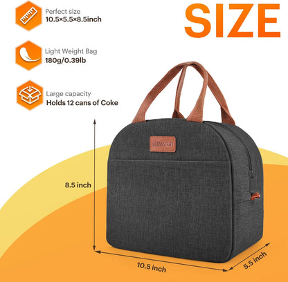 Lunch Bag for Women & Men Adult Insulated Lunch Box, Small Leakproof Cooler Food Lunch Containers Reusable High Capacity Lunch Tote Bags for Work, Travel, Outdoor - PuriLite