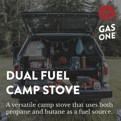 Gas ONE New GS-3400P Dual Fuel Portable Propane & Butane Camping and Backpacking Gas Stove Burner with Carrying Case (Gold)