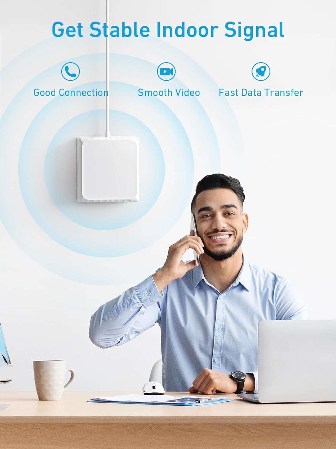 ANNTLENT Cell Phone Signal Booster for House 3G 4G LTE 5G Compatible with All Carriers on Band 25/2/66/4/7/5/12/17, Cell Booster with Omni Antenna and LCD Display, APP Adjust | ISED Approved - PuriLite