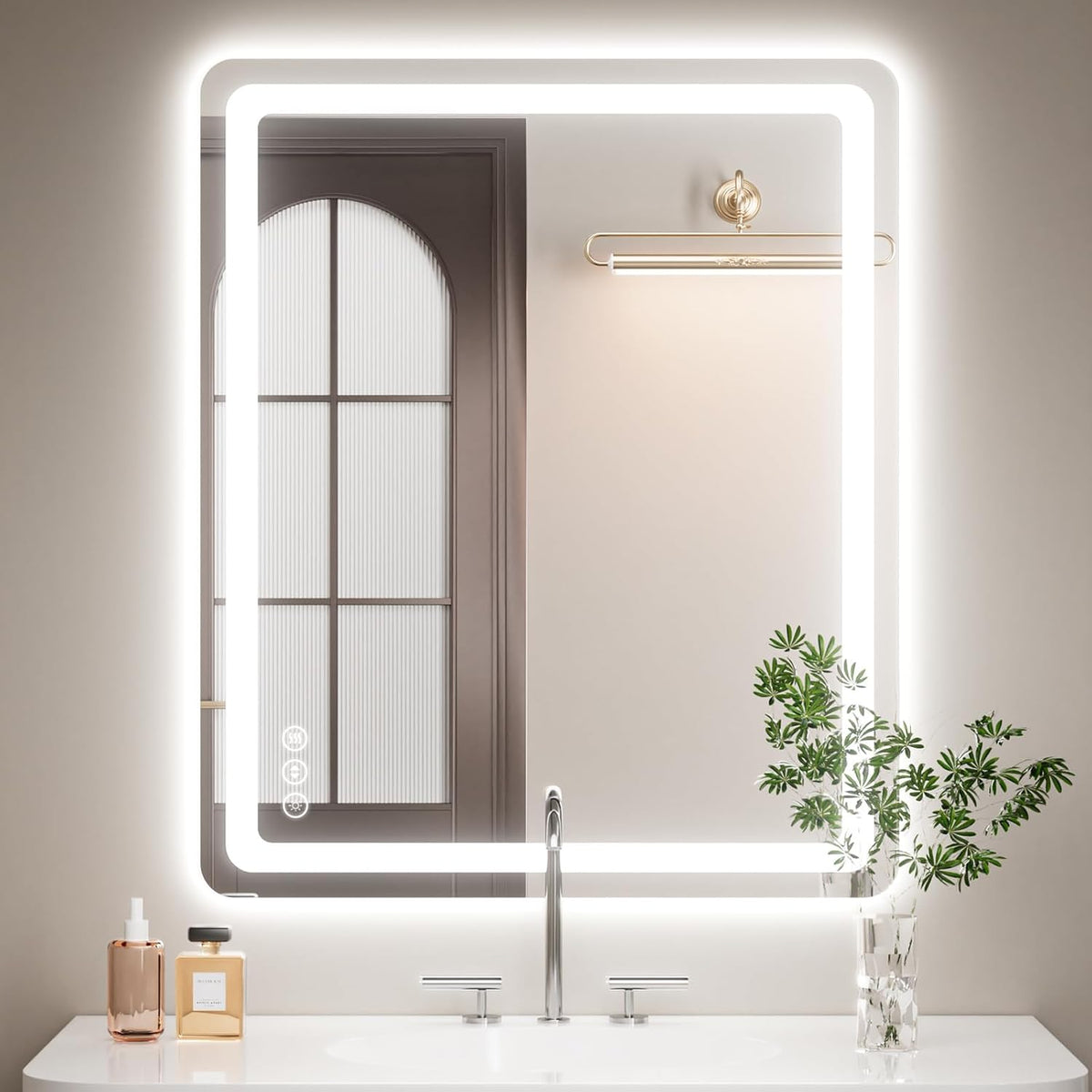 Lmsedf 24" x 32"Rectangle LED Bathroom Mirror with Lights, Backlit & Front Lighted, Wall-Mounted Vanity Mirror 3000K/4000K/6000K, Memory Functions, Anti-Fog, Dimmable Smart Mirror - PuriLite