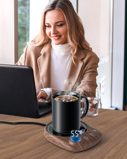 MYMULIKE Mug Warmer, Coffee Mug Warmer for Desk with 4 Temperature Settings (55℃/65℃/75℃/85℃), Coffee Warmer with Auto Shut Off, 1-12 Hour Timer, Desk Accessories for Office/Home - PuriLite