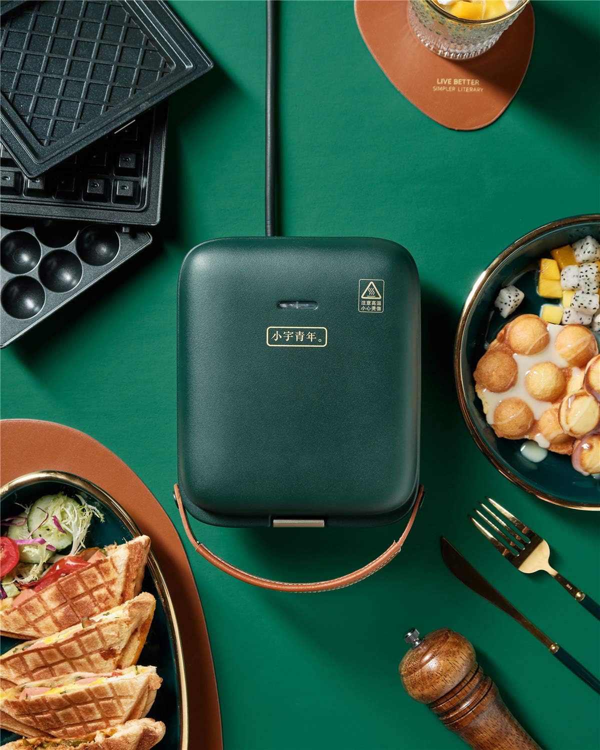 3-in-1 Sandwich Waffle Eggette Maker Portable Cooking Non-stick Coated Detachable Bakeware Plates Electric Panini Press Double-sided Heating Breakfast Toaster - PuriLite
