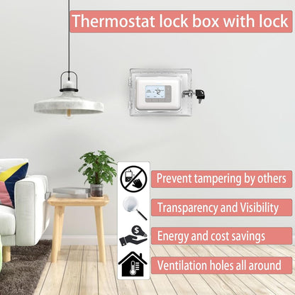 PKLIYH Universal Small Thermostat Lock Box-Thermostat Cover with Key Clear Small Thermostat Guard Fit All Ecobee,Google,Nest Thermostat on Wall 4.72''*4.72''*2'' or Smaller - PuriLite