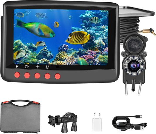 Underwater Fishing Camera Fish Finder, Portable Fish Camera with 5 Inch 4K Display, IR Night Vision, 220° Ultra Wide Angle, Waterproof Fish Depth Finders for Ice Lake Sea Boat Kayak Fishing - PuriLite