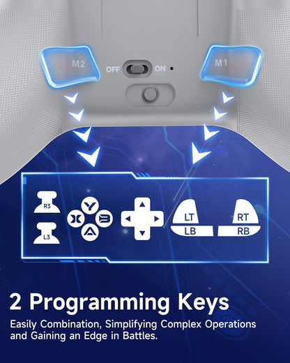 EasySMX X15 PC Controller - Enhanced Wireless Bluetooth Controller with Hall Joysticks/Hall Triggers/RGB Lighting - No Stick Drift, No Dead Zone - Work for Windows PC, Android, Steam and Switch - PuriLite