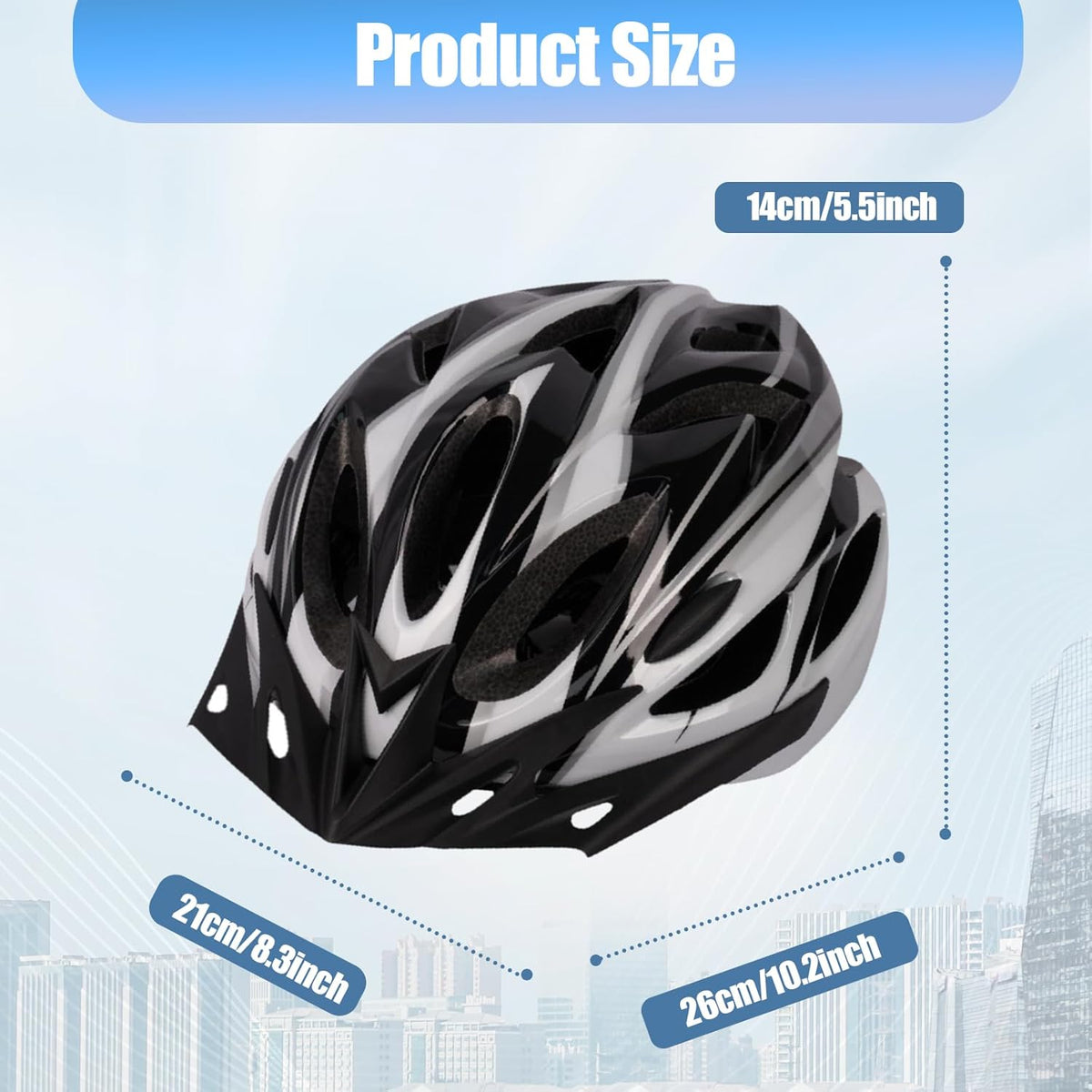 Oshhni Helmet for Women Men Bicycle Helmet Bike Helmet for Skateboarding Outdoor Climbing Biking Commuting - Black White - PuriLite