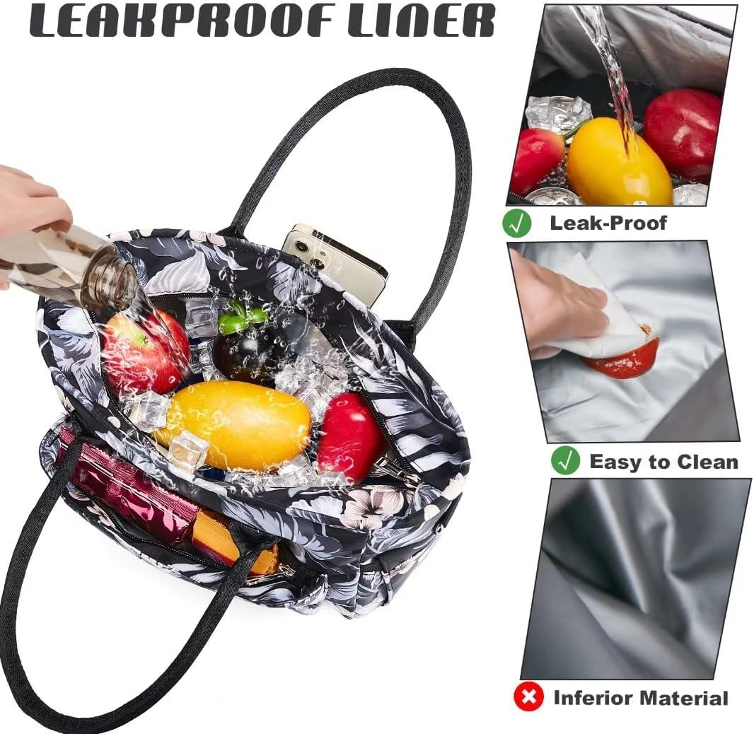 Lunch Bag for Women, Insulated Lunch Box for Work, Large Leakproof Cooler Purse with Side Pockets & Removable Shoulder Strap Women's Lunch Tote Bag for Picnic Work Beach Cute Lunch Bags (Heart) - PuriLite