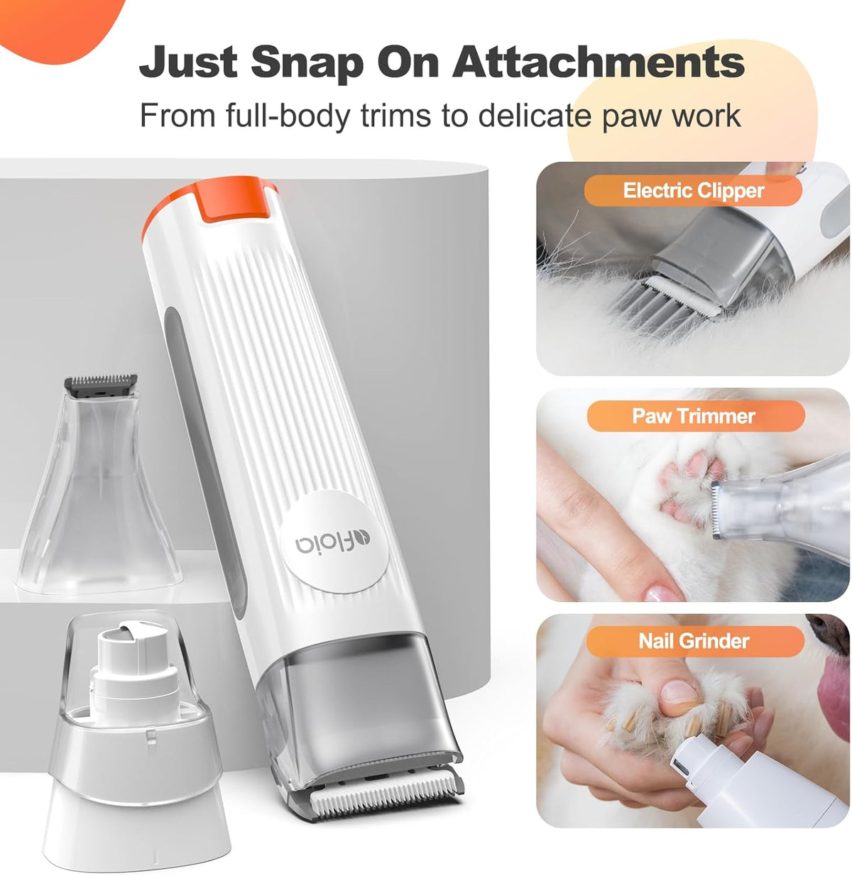 Afloia Dog Grooming Kit, Pet Grooming Vacuum & Dog Clippers Nail Trimmer Grinder & Dogs Brush for Shedding with 6 Pets Groom Tools, Low Noise Dogs Hair Remover Pets Supplies (White) - PuriLite