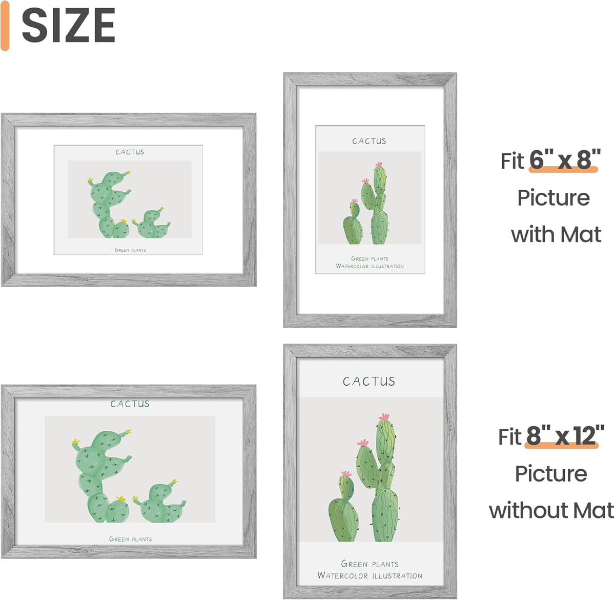 upsimples 11x14 Picture Frame, Display Pictures 8x10 with Mat or 11x14 Without Mat, Wall Hanging Photo Frames, Black - PuriLite