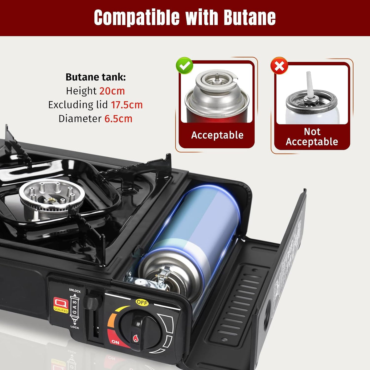 SHINESTAR Butane Camping Stove, 7800 BTUs, Portable with Carrying Case