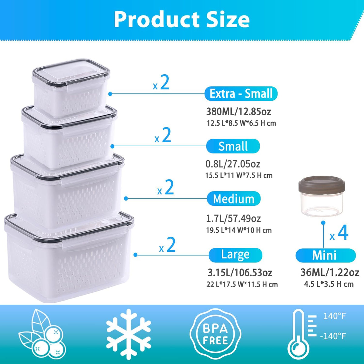 Pure Future 50-Piece Large Airtight Food Storage Containers with Lids, BPA-Free Stackable & Microwave Safe Kitchen Set for Meal Prep, Freezer Use - 25 Containers & Lids, Leakproof Design - PuriLite