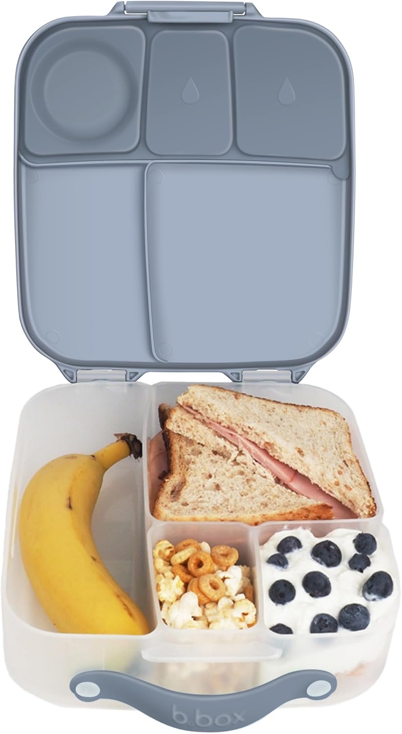 b.box 5-Compartment bento Style Lunch Box for Kids, Toddlers, Childrens, BPA-Free Food Storage Container with Cooler Pack, ON-The-GO Food Box with Handles Included Custom Divider, Lemon Twist - PuriLite