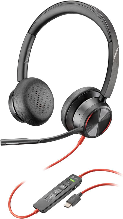 Poly Blackwire 8225 Premium Wired Headset (Plantronics) – Active Noise Canceling – Hi-fi Stereo - Connect to PC/Mac - Works w/Teams, Zoom - Amazon Exclusive - PuriLite
