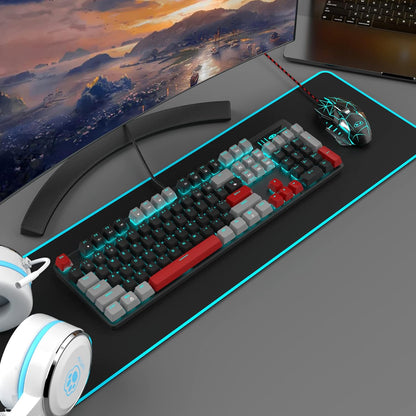 Mechanical Gaming Keyboard, 104 Keys White Backlit Mechanical Keyboards with Red Switches & Double-Shot Keycaps, MageGee Wired Ergonomic Computer Keyboard for Desktop, PC Gamers (White & Blue) - PuriLite