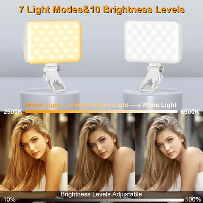 Anautin Selfie Light, 60 LED 2200mAh Rechargeable Clip Fill Video Light (Black) - PuriLite