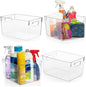 Clear Plastic Storage Bins for Pantry and Cabinet Organization – Stackable Storage Containers with Handles for Kitchen, Closet, Office and Freezer - PuriLite