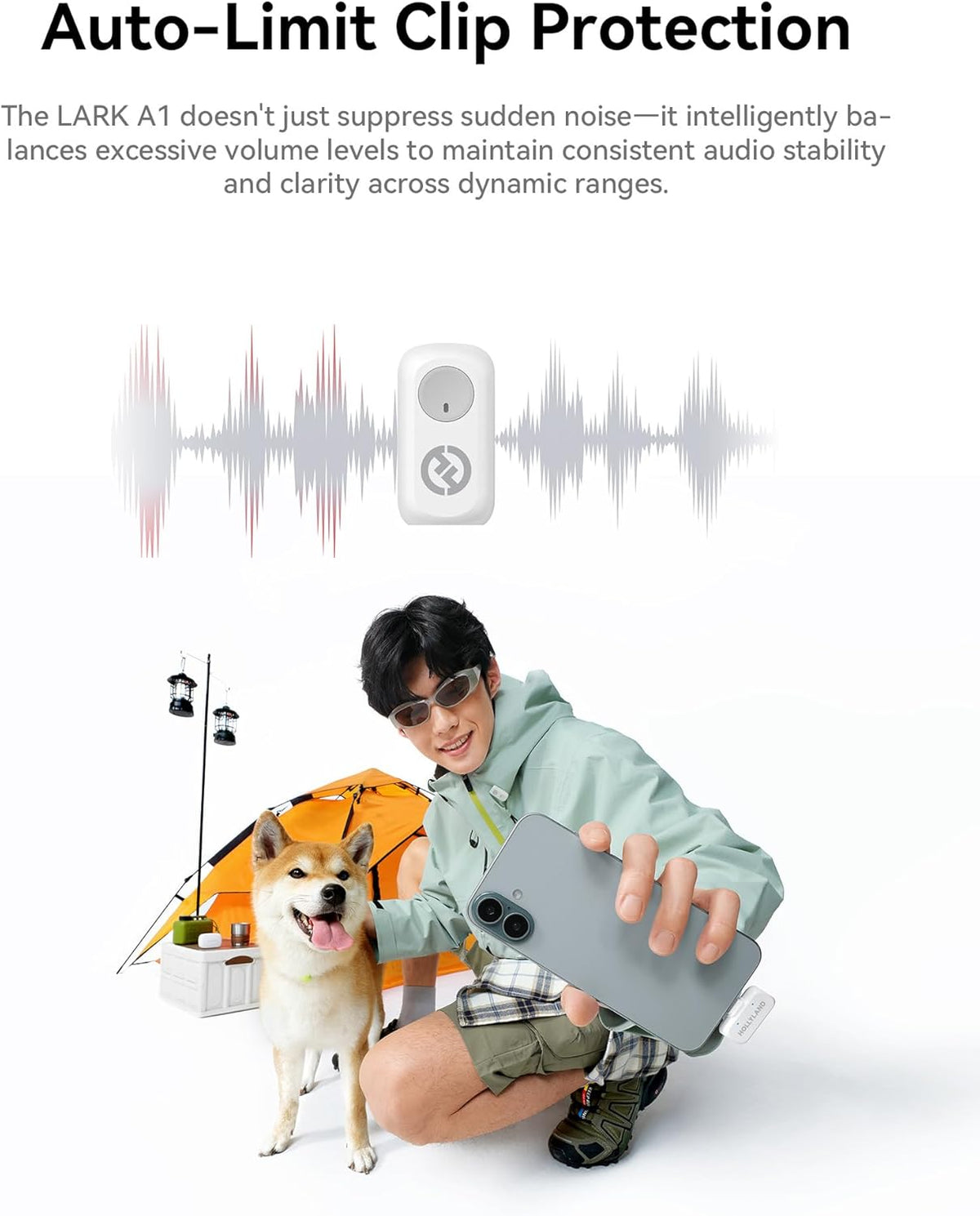 Hollyland Lark A1 Duo - Wireless Microphone USB C for iPhone 16/15 & Android (2TX + USB-C RX + Charging Case), Magnetic Mic for YouTube, TikTok, Podcast, Interviews (Black) - PuriLite