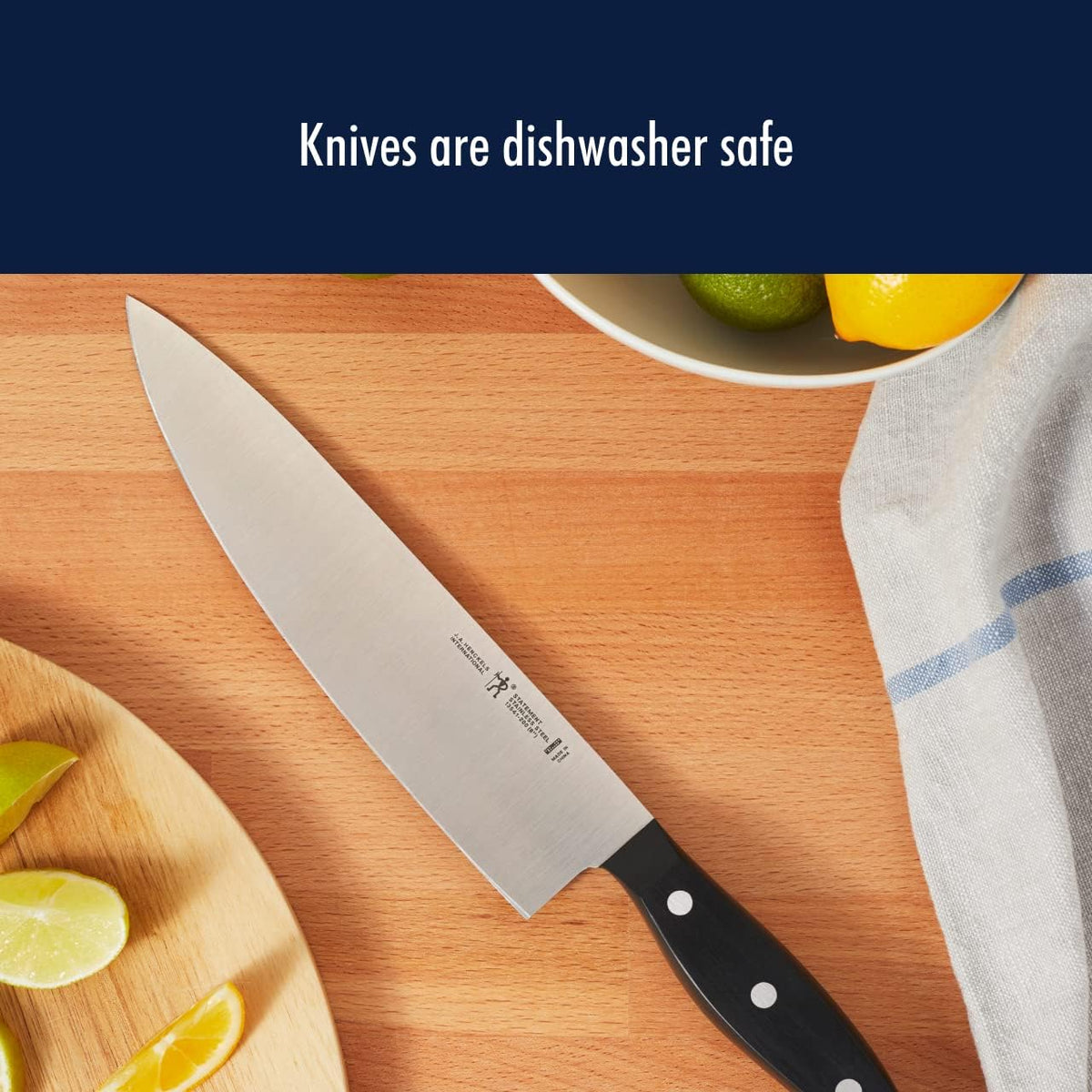 HENCKELS Statement 15Piece White-Handled Knife Block Set with Shears, Sharpening Steel - Dishwasher Safe, Ergonomic Handle - PuriLite