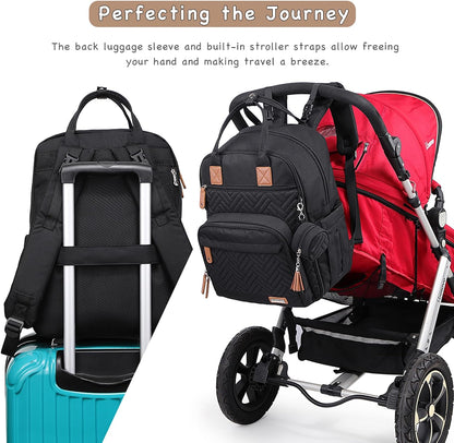 Diaper Bag Backpack, iniuniu Large Baby Bags with Diaper Pouch, Washable Changing Pad, Pacifier Case and Stroller Straps - PuriLite