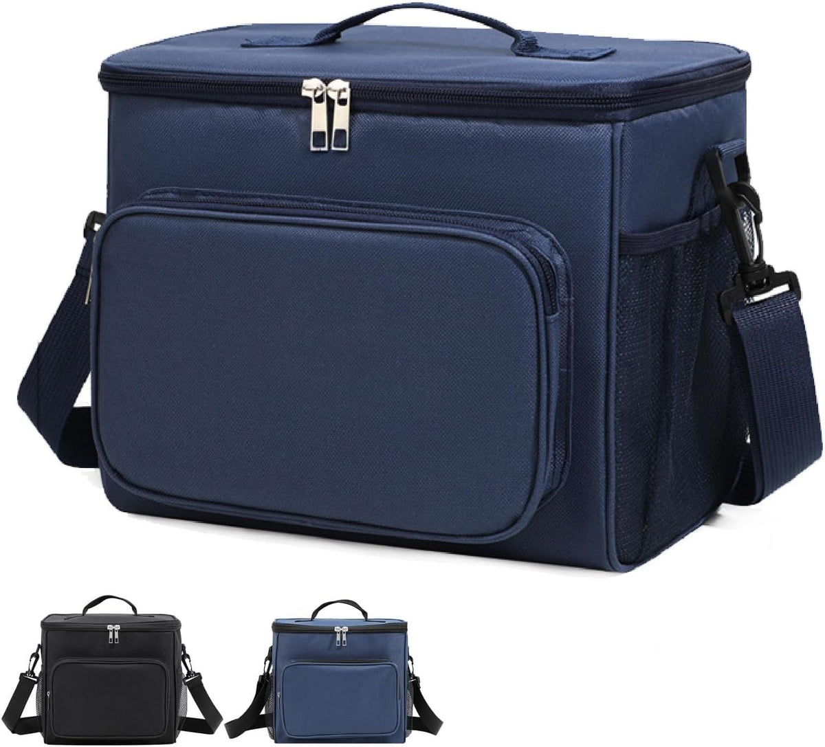 Lunch Bag for Adult Men Women Reusable 10L Large Thermos Lunch Box Food Cooler Bag Leakproof Heated Lunch Bag for Work Office Outdoor Picnic School Unisex Insulated Bag, 12+ Cans (Black) - PuriLite