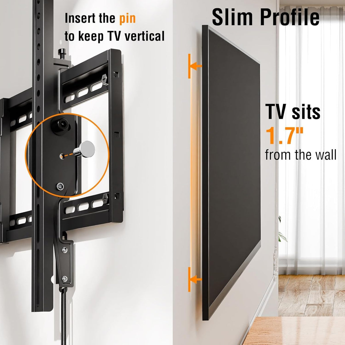 Tilting TV Wall Mount Bracket, Universal TV Mount Low Profile for 26-55 Inch Flat Screen TVs, Ultra Slim, Easy to Install with Tilting Knob, Fits 12''/16'' Studs, Max VESA 400x400mm, 99 lbs. ELIVED - PuriLite