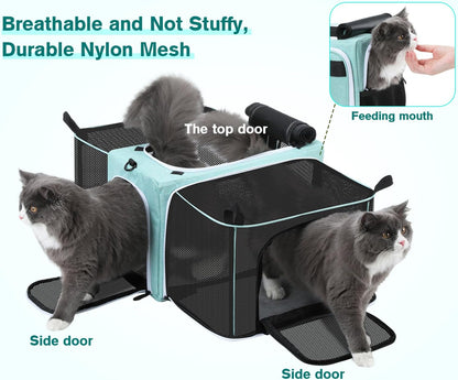 Approved Collapsible Cat Soft-Sided Carriers, Breathable Pet Carriers up to 5kg/12lbs, Portable Dog Carrier Great for Travel, Outdoor, Hiking, Camping(Gray) - PuriLite