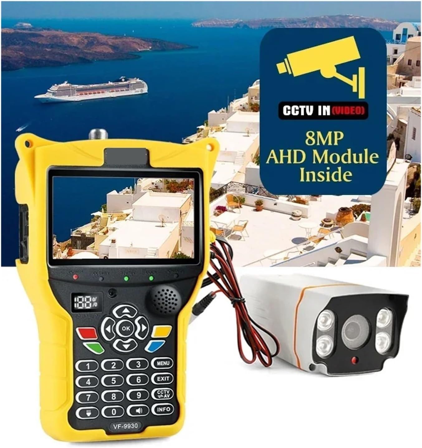 VF-9930 DVBS2/T/T2/C Satellite TV Finder 4.3 Inch High Resolution LCD Screen Signal Finder for Dish Network Directv - PuriLite
