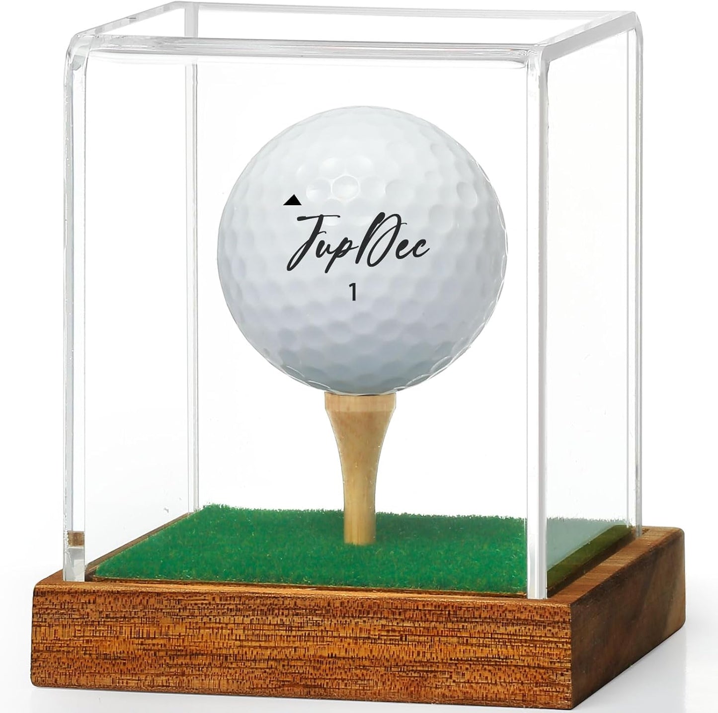 JupDec Baseball Display Case, Clear Cube Baseball Holder with Wooden Base, Autograph Baseball Stand Box for Single Ball, Acacia Wood, Brown, 1 Pack - PuriLite