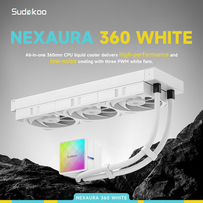 Sudokoo NEXAURA 240 Liquid CPU Cooler: 240mm AIO CPU Cooler with PWM Pump & ARGB Pump Head - Water Cooling with FDB Fans for Intel LGA 1851/1700/1200/115X AMD AM5/AM4 - Black - PuriLite